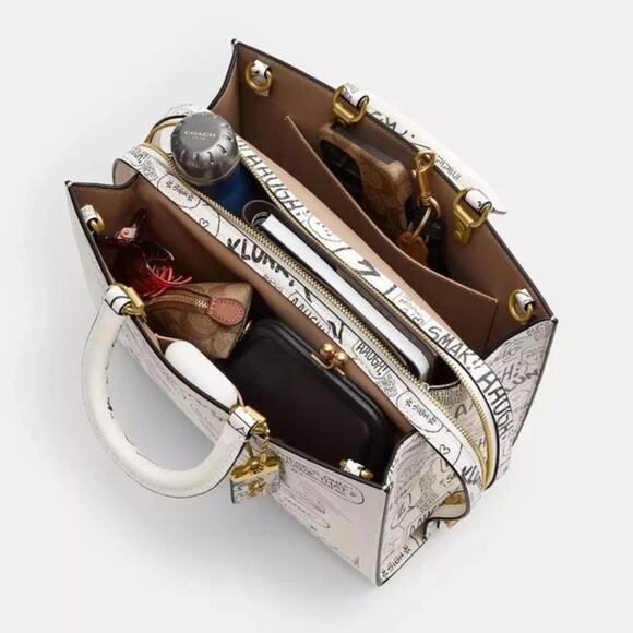 COACH X Peanuts SNOOPY Rogue Bag Straps + Dust Bag Newspaper Print RARE NWT - Picture 9 of 9